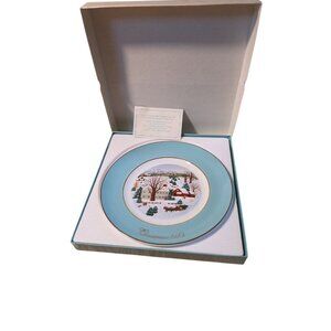 1973 Avon Christmas Collectors Plate "Christmas On The Farm" by Enoch Wedgwood